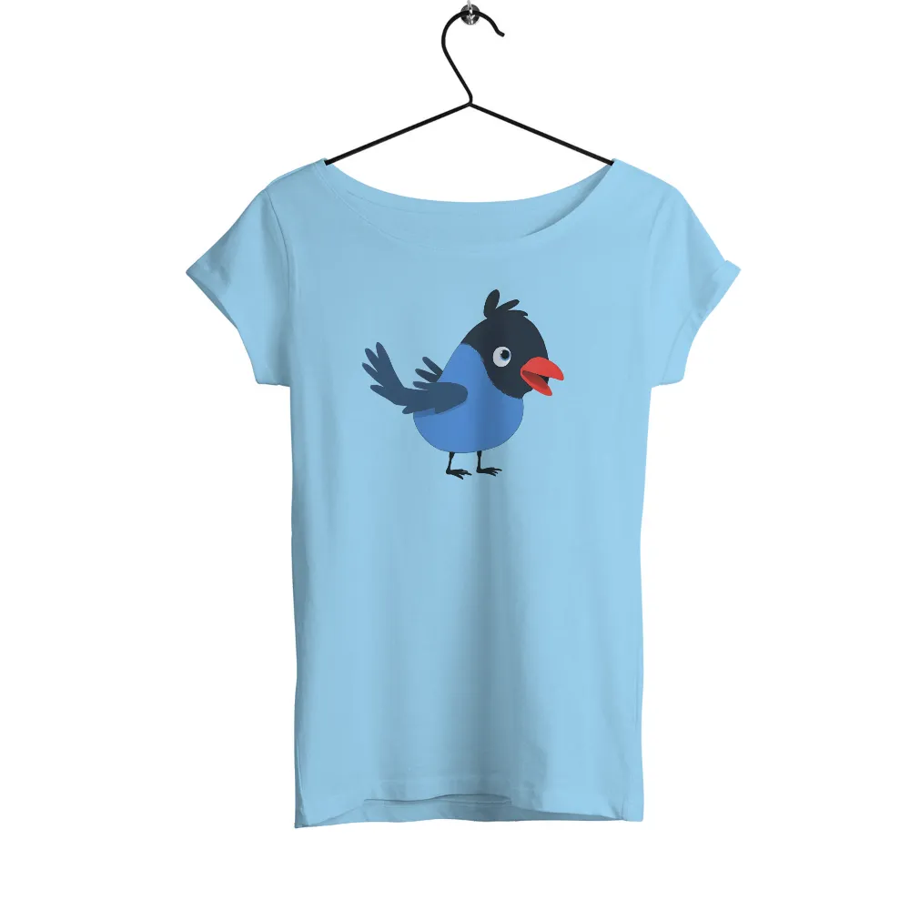 Graphic Tees: Whisp the Blue Bird - Joyful Flight Design|graphic butterfly tee