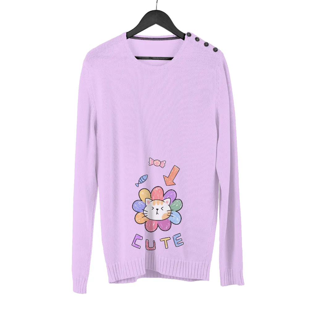 TShirt Printing: Whiskers' Dreamy Floral Halo - Cute and Colorful|cute easter shirts for adults