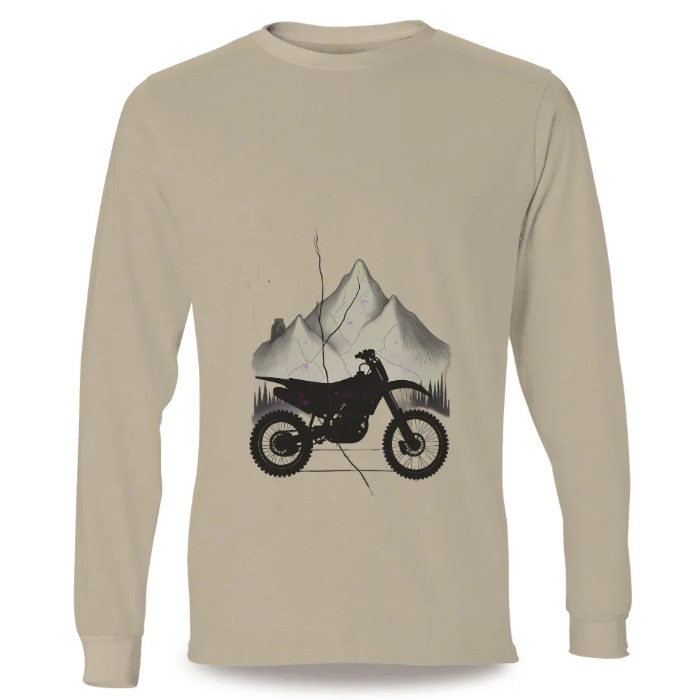 Customized Tee Shirts: Adventure Awaits with Dirt Bike and Mountains| off-road adventure