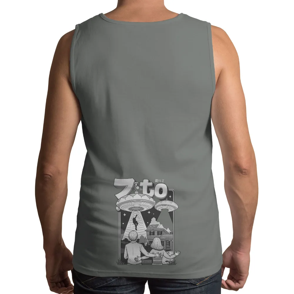 Customized Tee Shirts: UFO Encounter in a Small Town| small town backdrop