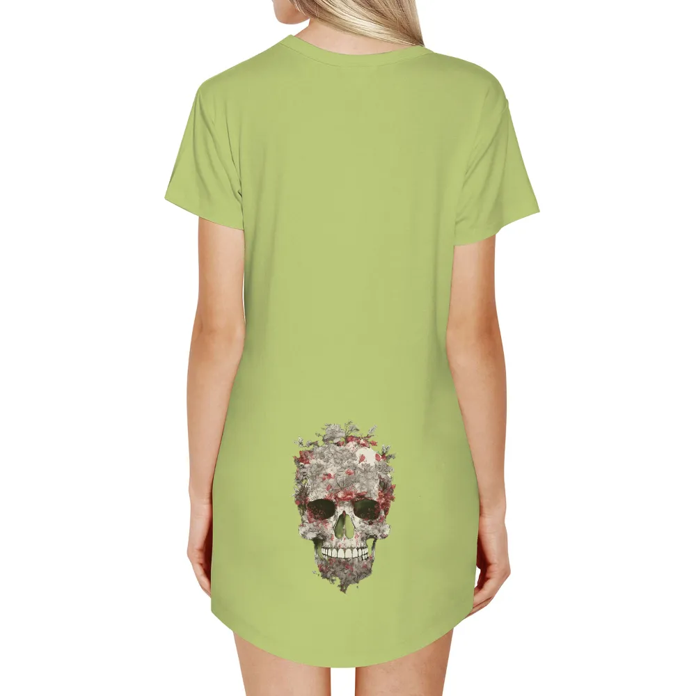 Customized Tee Shirts: Floral Skull - Artistic Life Cycle|top gun vintage shirt