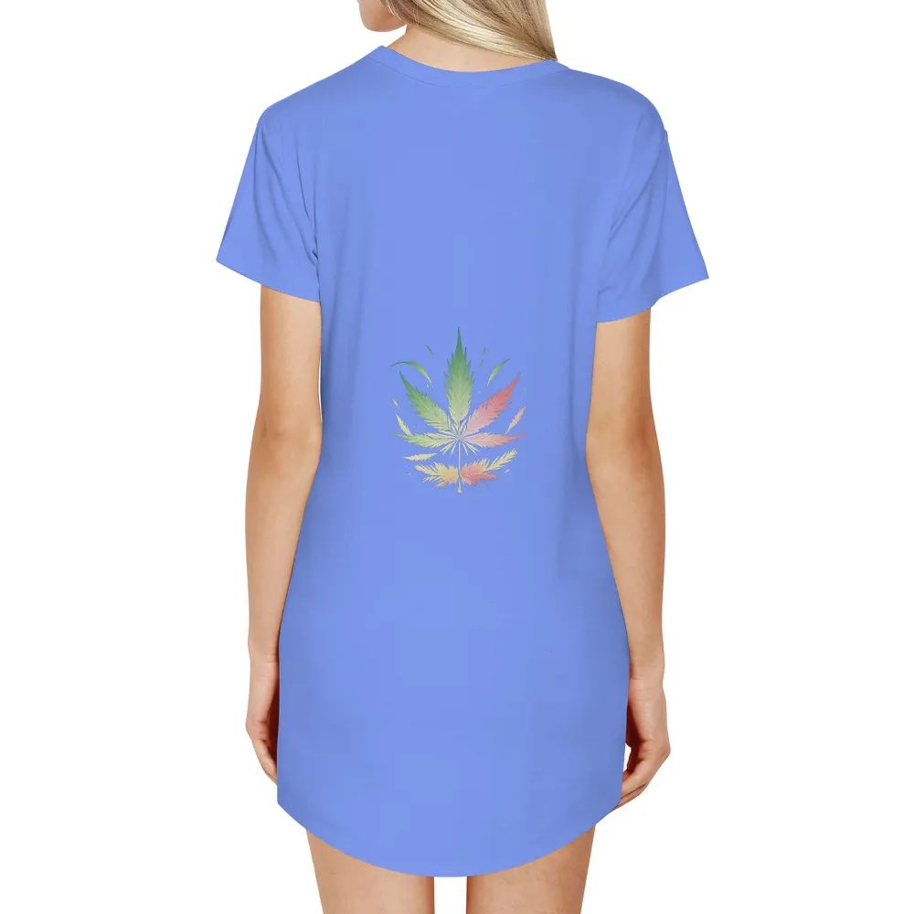 Customized Tee Shirts: Vibrant Cannabis Leaf - Nature's Harmony|palm leaf print shirt womens