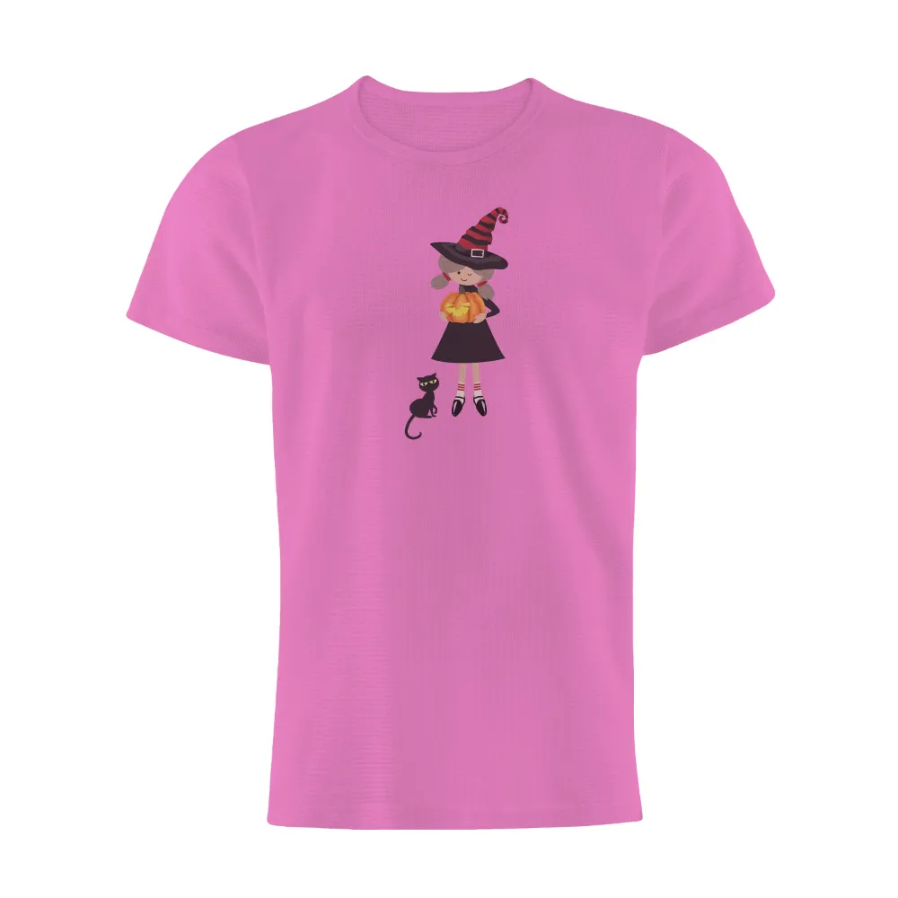 TShirt Design: Halloween Witch with Pumpkin and Black Cat|bleach halloween shirts dollar tree