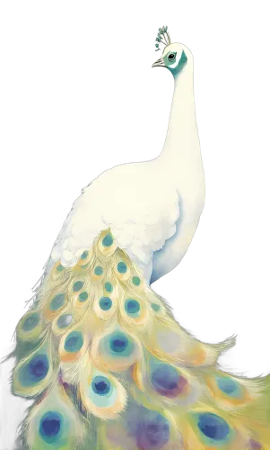 Custom T-Shirt Printing: White Peacock Elegance