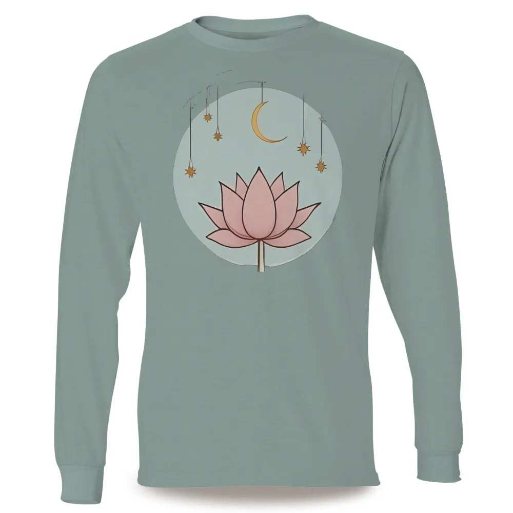 Custom Tee Shirts: Lotus Under the Moon - Serenity and Inner Peace|sun and moon t shirt kellogg's