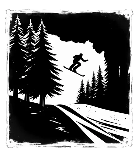 TShirt Design: Snowboarding Adventure Under the Starlit Sky