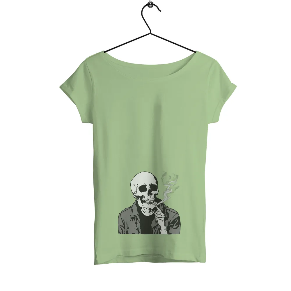 T-Shirts Pattern: Skull in Leather Jacket with Cigarette|cool devices anime shirt