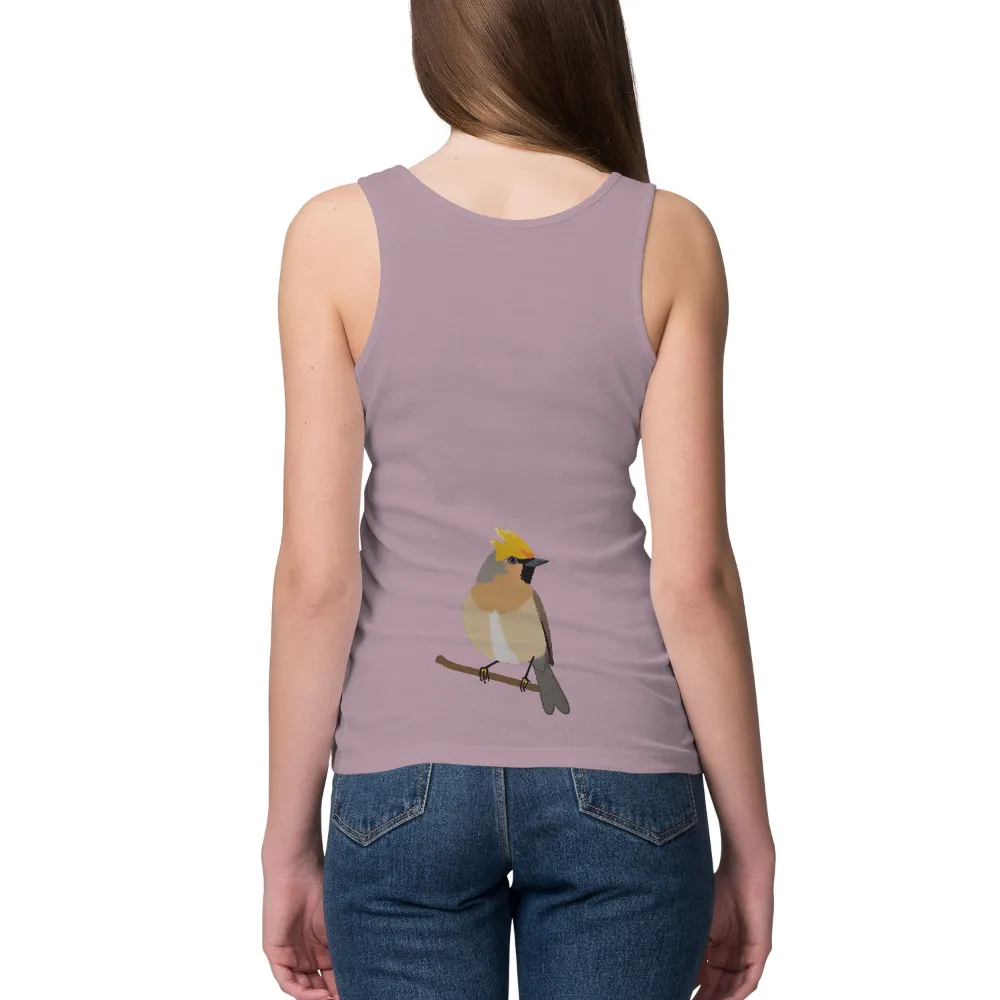 Customized Tee Shirts: Bohemian Waxwing - Nature's Harmony|bleaching comfort colors