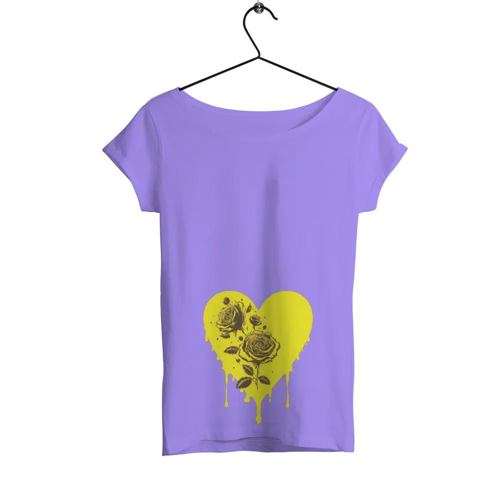 Tee Shirts Printed: Melting Heart with Roses - Artistic Love Design|bengals 513 shirt meaning