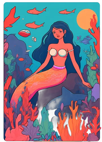 TShirt Design: Mermaid Guardian of the Coral Reefs