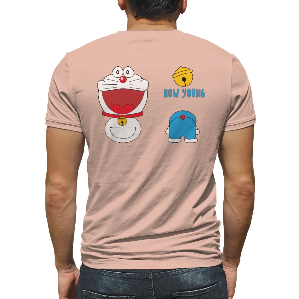 Customized Tee Shirts: Blue Robotic Cat with Heart-Shaped Tongue|edwin japanese sun long sleeve t shirt