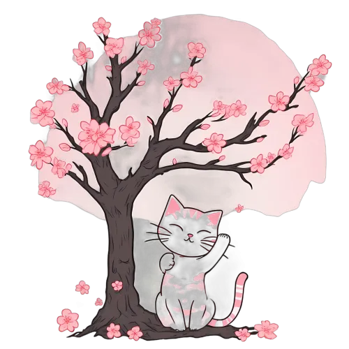 Graphic Tees: Luna and the Cherry Blossom Tree - Artistic Design