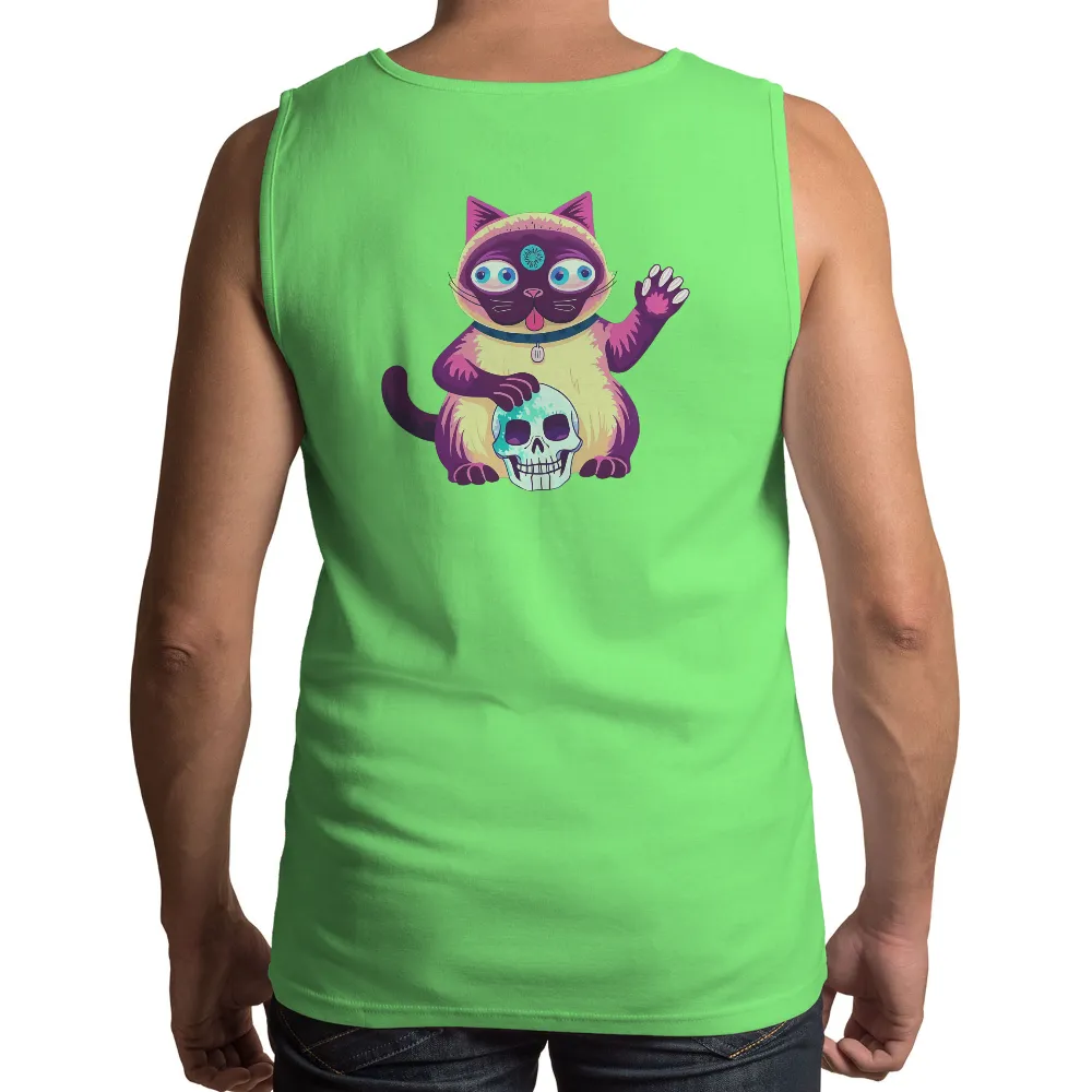 Tee Shirt Printing: Mystical Cat with Third Eye and Skull - Artistic Design|t shirt best cat dad ever