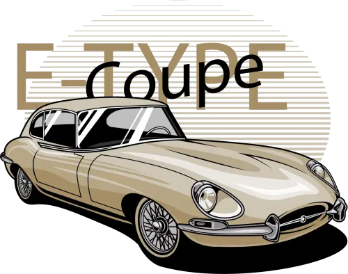 Customized Tee Shirts: Vintage Jaguar E-Type Art