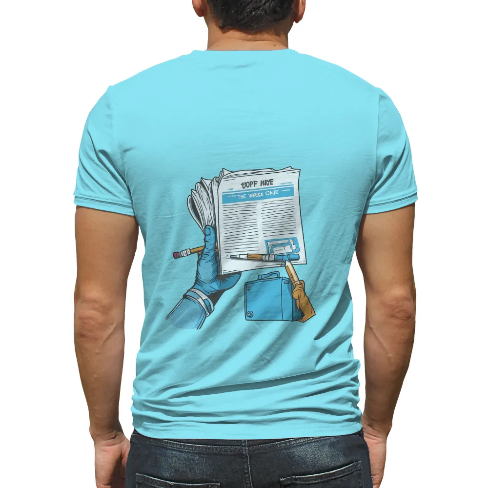 Shirts Graphic Tees: The Tireless Reporter - Artistic Design|rainbow skeleton hands shirt