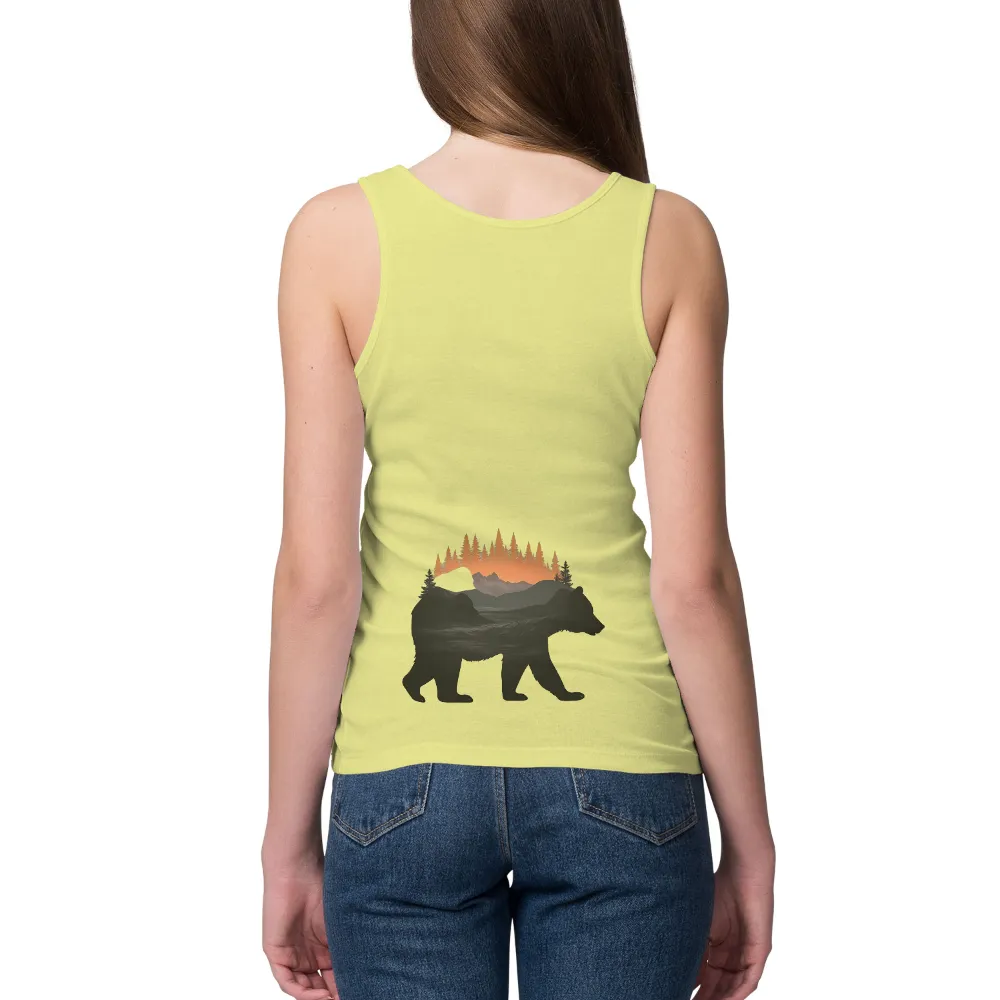 Tee Shirts Printed: Wilderness Bear - Vintage Forest Adventure|harmony day t shirts best and less