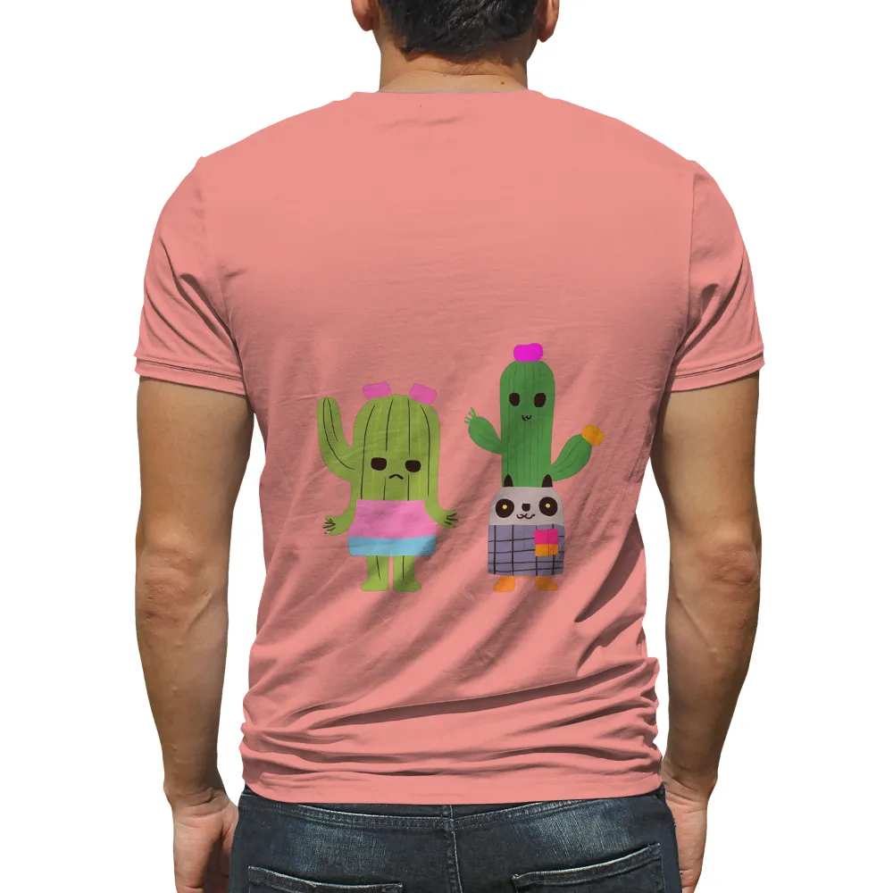 Tee Shirts Printed: Grumpy Cactus and Cheerful Friend|summer plaid shirts men's