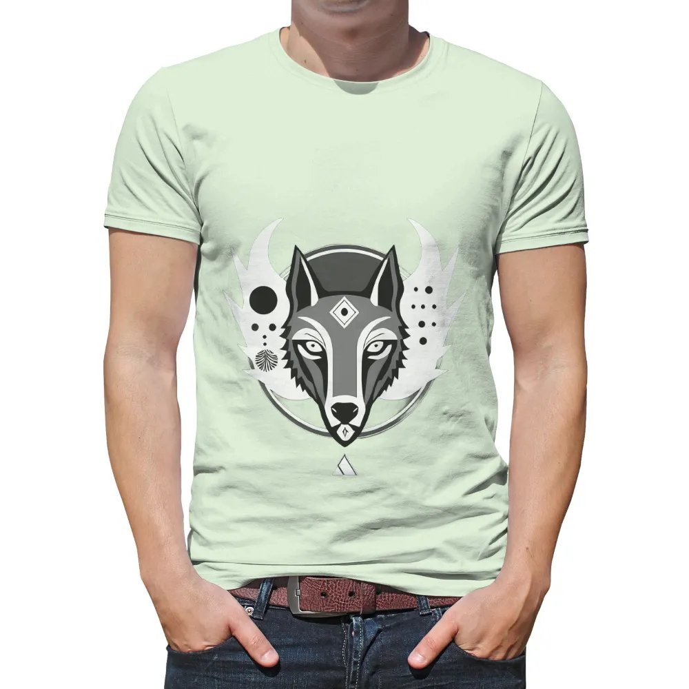 Tee Shirt Printing: Wolf Guardian - Artistic T-Shirts | Nature & Spirituality| geometric shapes