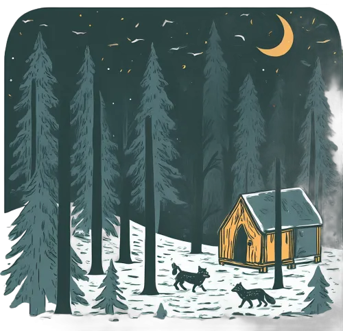 Winter Cabin in Snowy Forest Design for Custom Prints