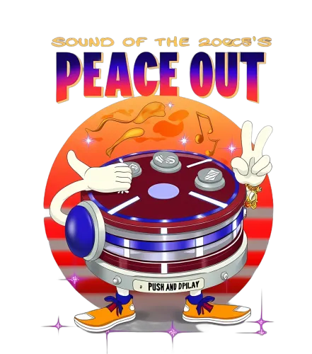 TShirt Design: Peace Out - Sound of the 2000s Retro Drum Machine