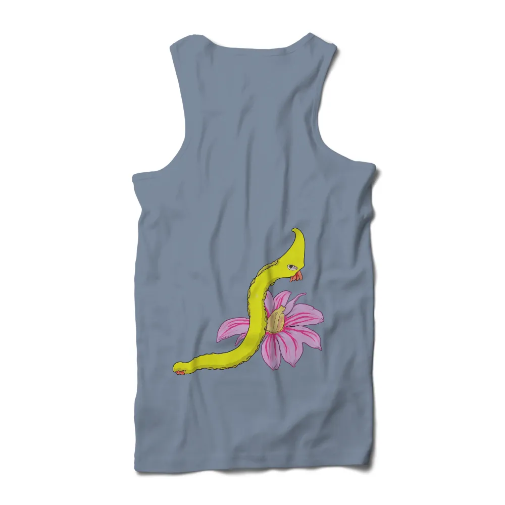 Tee Shirts Printed: Whimsical Snake and Flower Design|pink butterfly tee