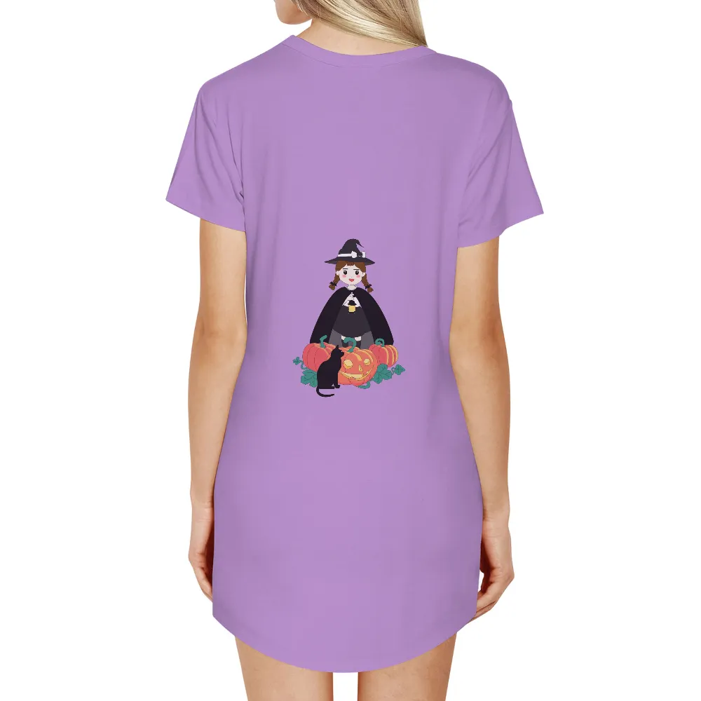 T-Shirts Custom: Halloween Witch with Pumpkins and Black Cat|halloween 2022 shirt