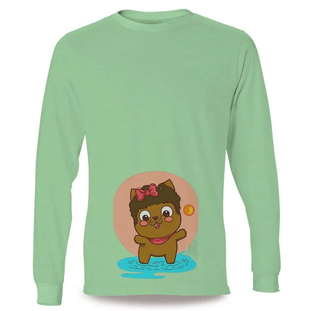 Tee Shirt Printing: Bella's Joyful Puddle Adventure| playful bear