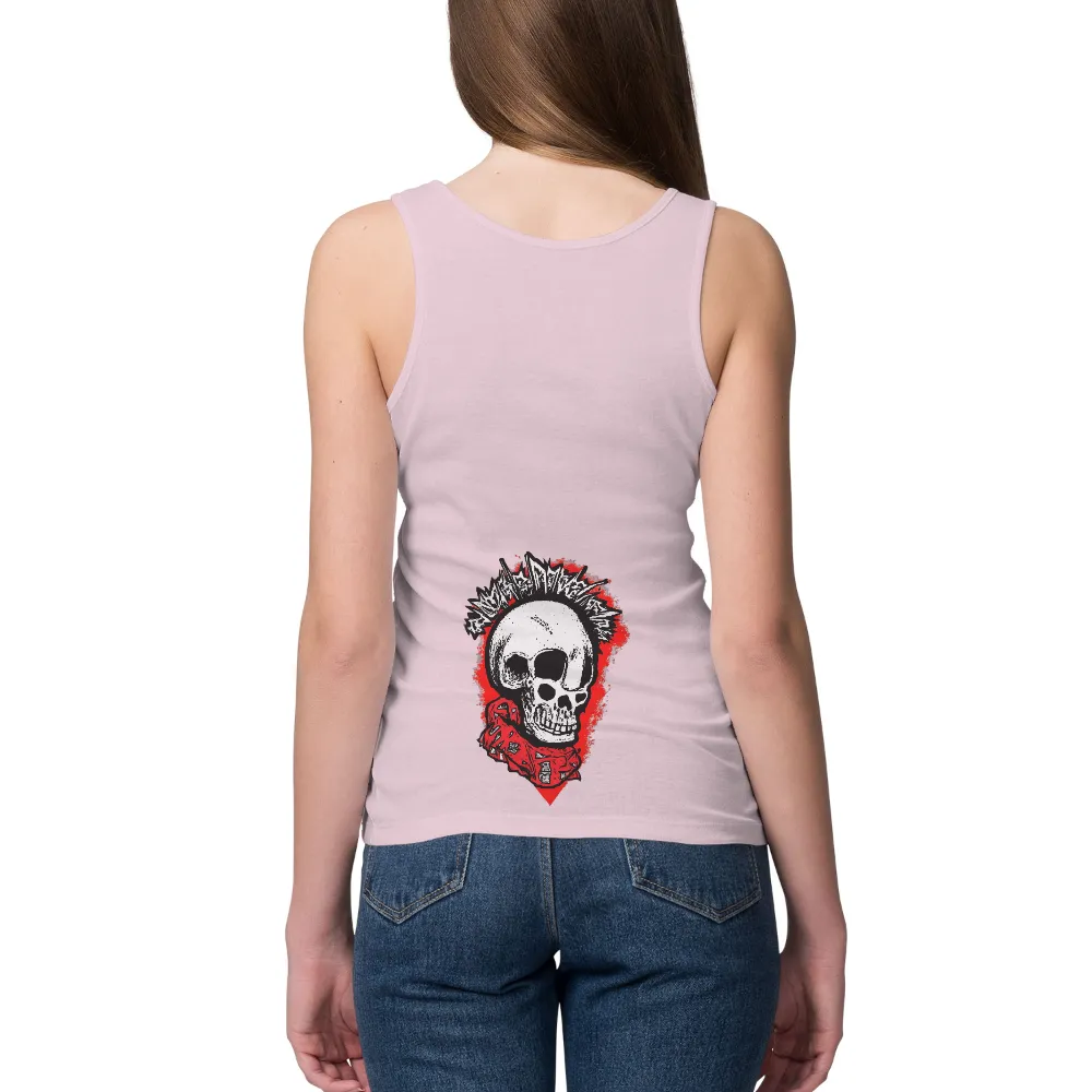 Shirts Graphic Tees: Punk Rock Skull - Rebellion and Non-Conformity| Red background with a skull