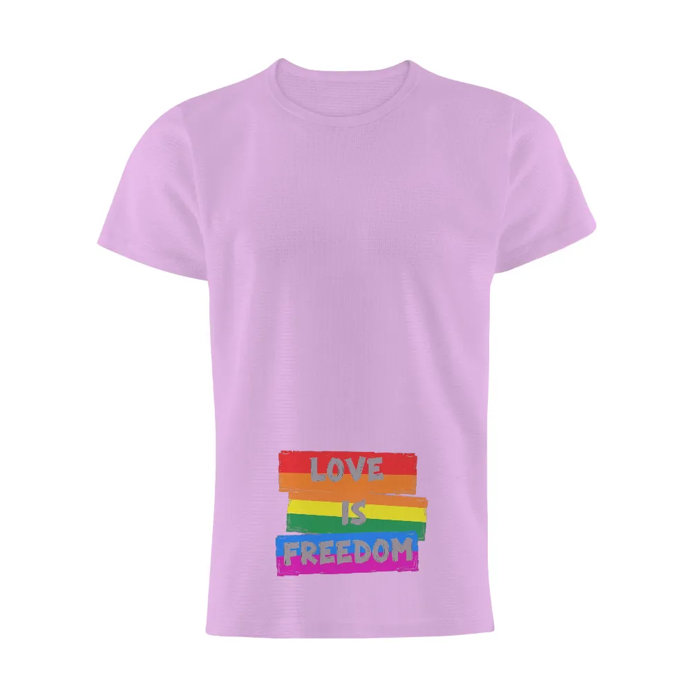 T-Shirts Pattern: Love Is Freedom - Rainbow Pride Design|t shirt with rainbow stripe