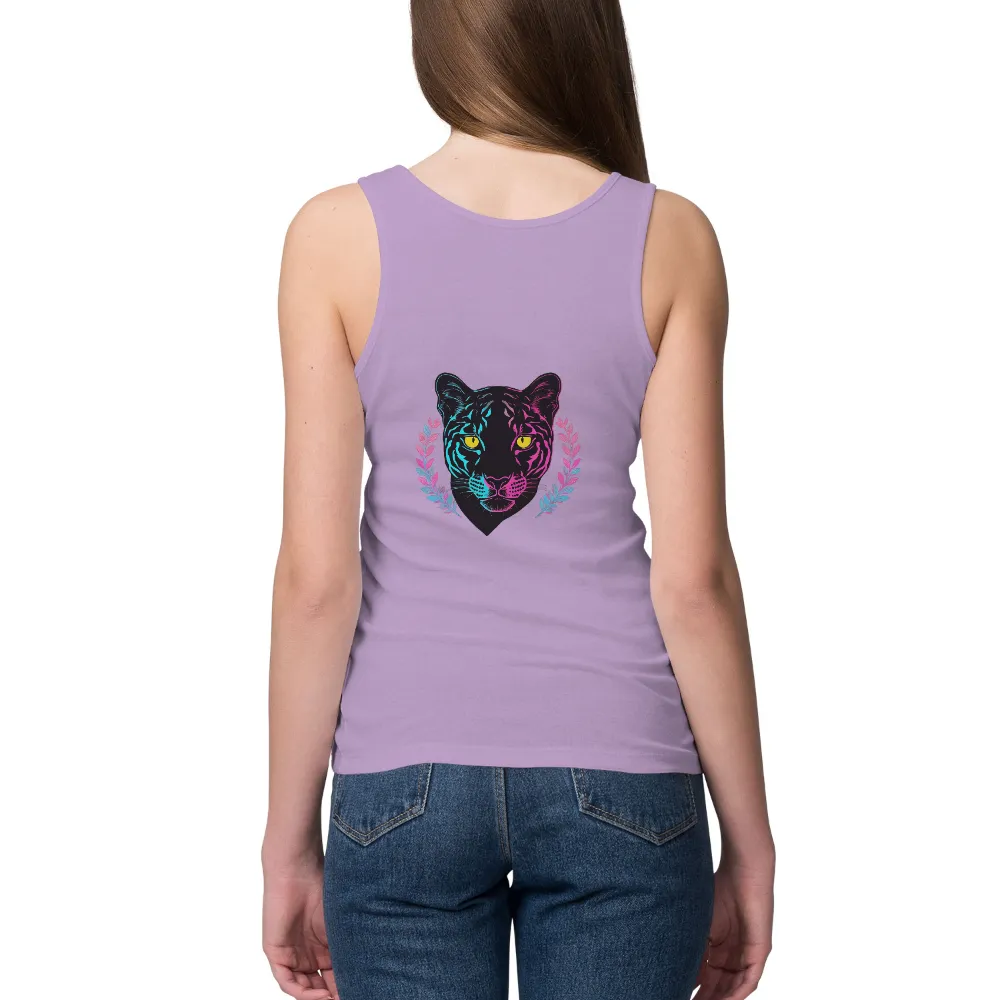 Custom Tee Shirts: Vibrant Tiger Face in Neon Urban Style|neon green graphic tees women's