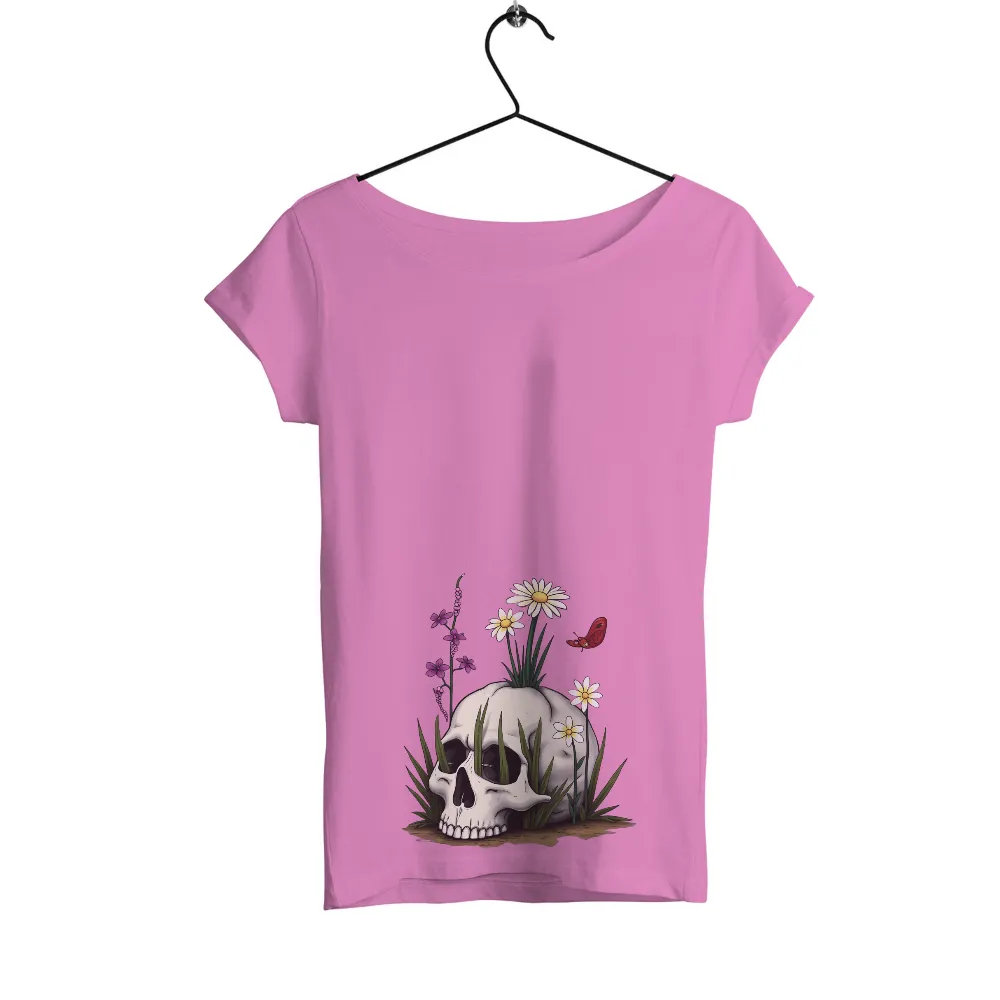 Tee Shirt Printing: Skull and Flowers - Nature's Dualities| Surreal skull in a field of flowers