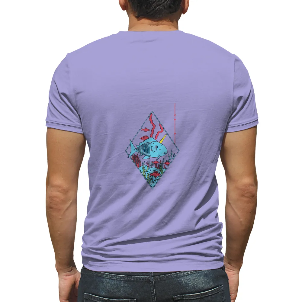 T-Shirts Design: Mythical Fish in the Underwater World| vibrant coral reef