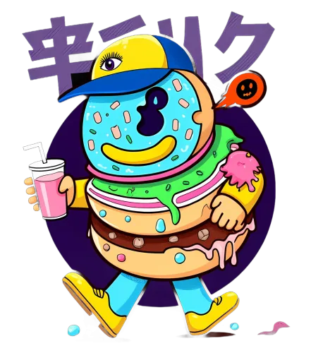 TShirt Printing: Whimsical Donut Dude - Funny & Colorful Anime Design