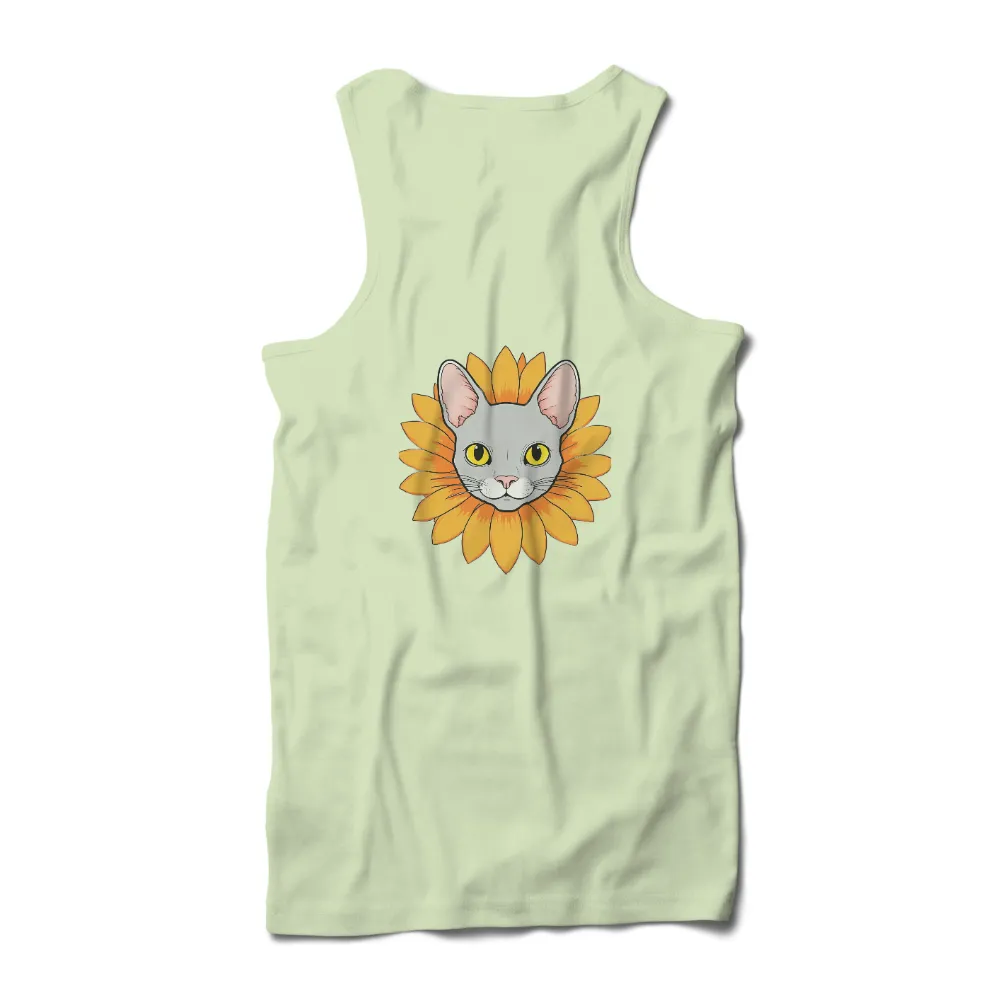 Shirts Graphic Tees: Whimsical Cat Sunflower Design|t shirt roblox cat