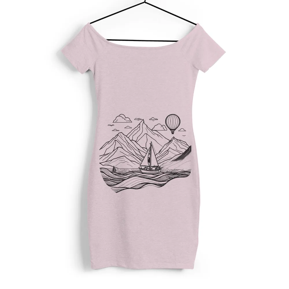 T-Shirts Pattern: Sailboat Adventure | Explore Nature's Beauty| Clouds and birds