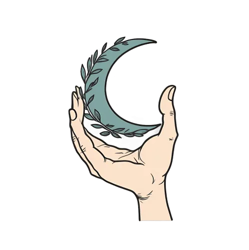 Shirts Graphic Tees: Hand Holding Crescent Moon - Artistic Design