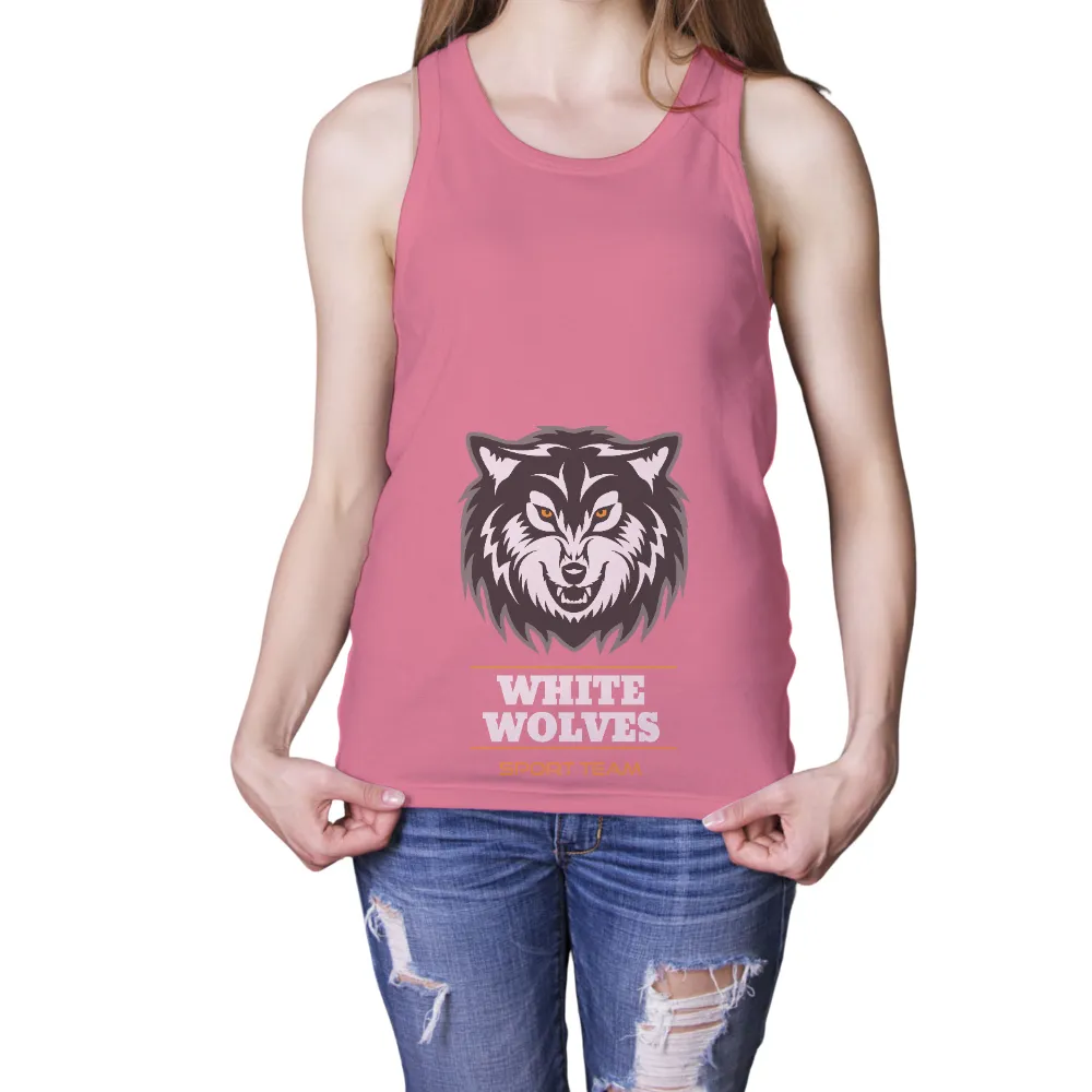 White Wolves Sport Team TShirt Printing - Bold Wolf Design|3 wolf moon