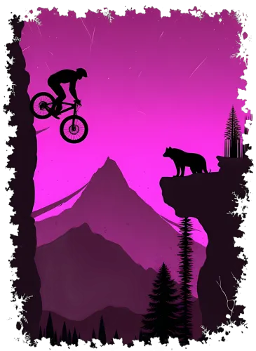 T-Shirts Design: Mountain Biking Adventure with Bear