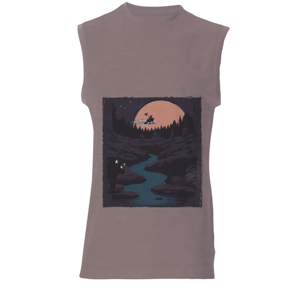 Customized Tee Shirts: Enchanted Forest Journey with Witch and Black Cat|adventure time shirt sex