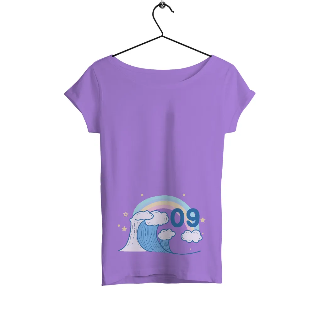 Custom Tee Shirts: Wave of Serenity - Nature's Beauty and Hope|rainbow brite women's shirts