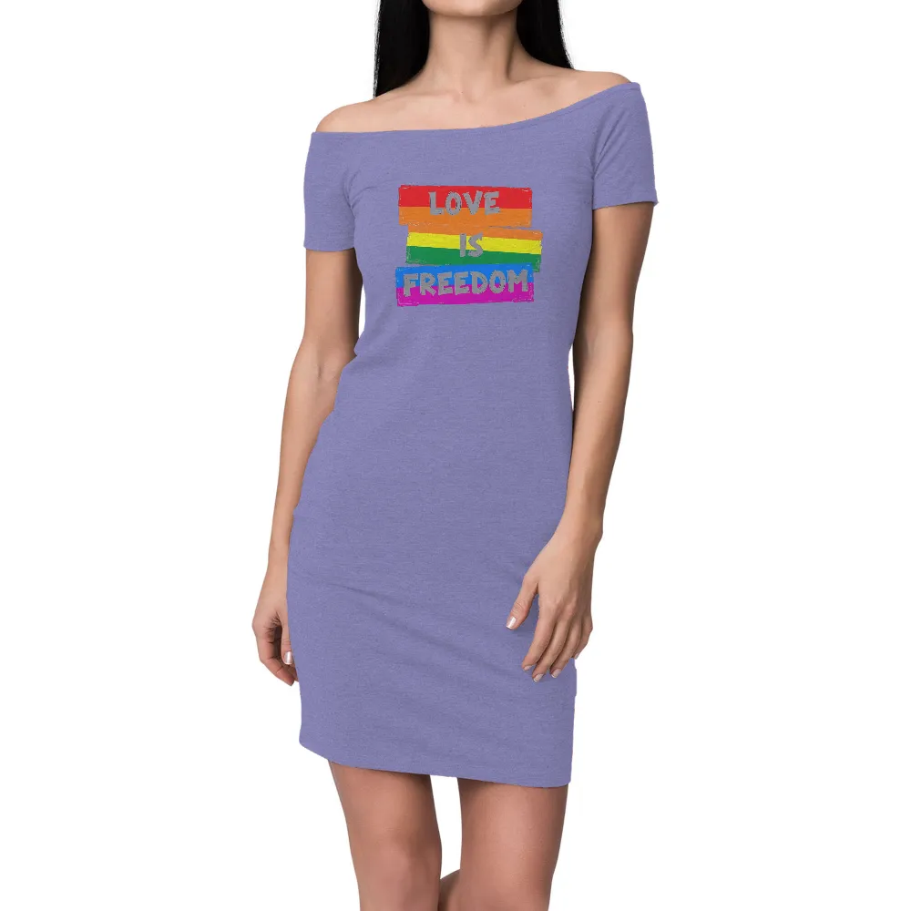 T-Shirts Pattern: Love Is Freedom - Rainbow Pride Design|rainbow brain merch