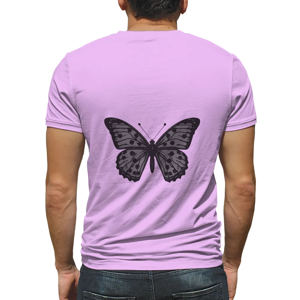 TShirt Design: Monochrome Butterfly - Transformation and Resilience|t shirt painting on nature