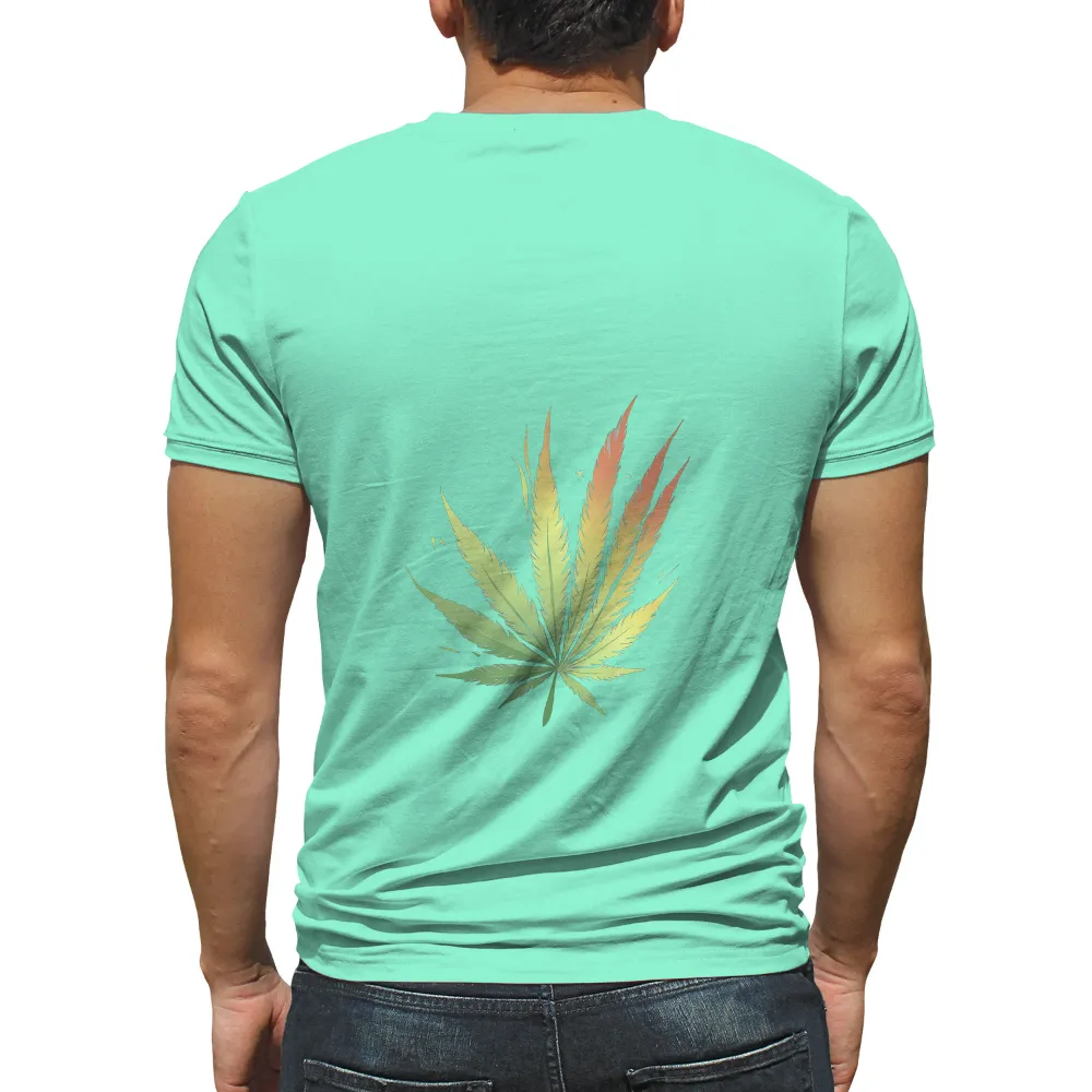 T-Shirts Design: Cannabis Leaf Gradient - Artistic Nature Transformation|t shirt printing design logo