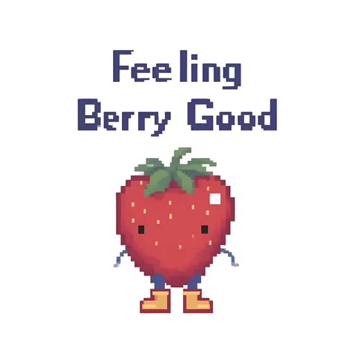 TShirt Design: Feeling Berry Good with Pixel Art Strawberry