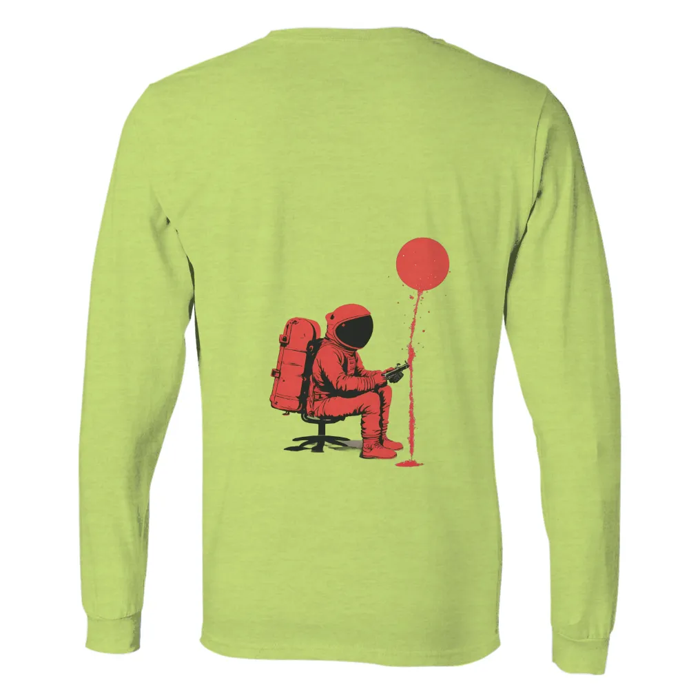 Surreal Minimalist Art with Astronaut, Chair, Controller, Red Balloon, and Paint|black and white wonder woman shirt