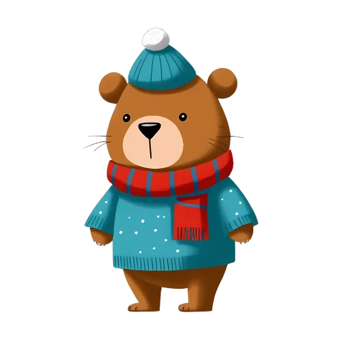 T-Shirts Pattern: Winter Bear in Cozy Outfit