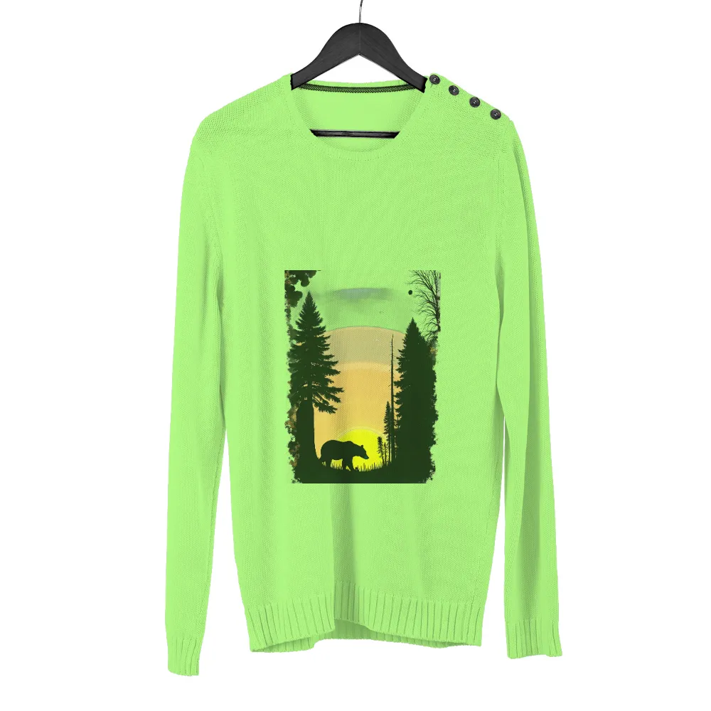 TShirt Design: Bruno the Bear in the Sunset Forest|bear beer pocket shirt