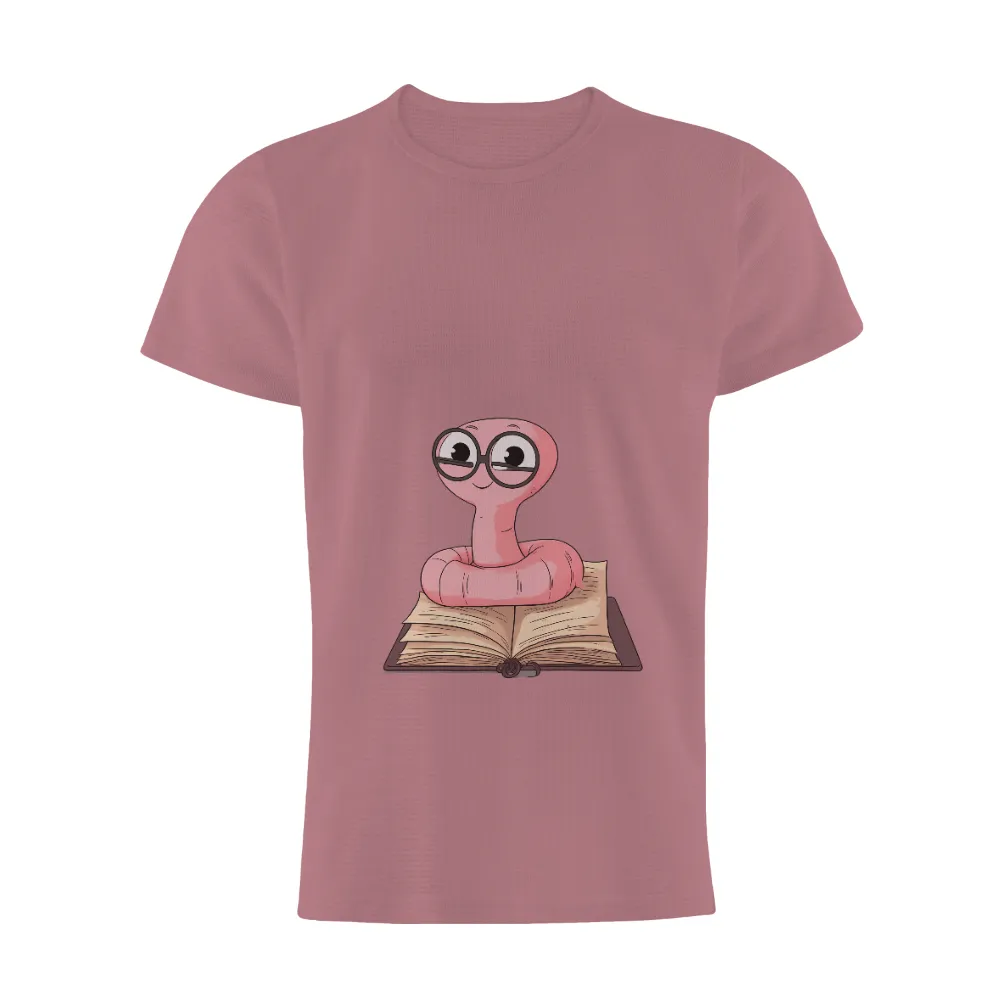 TShirt Design: Bookworm Wally - Reading & Learning| Open book with a worm