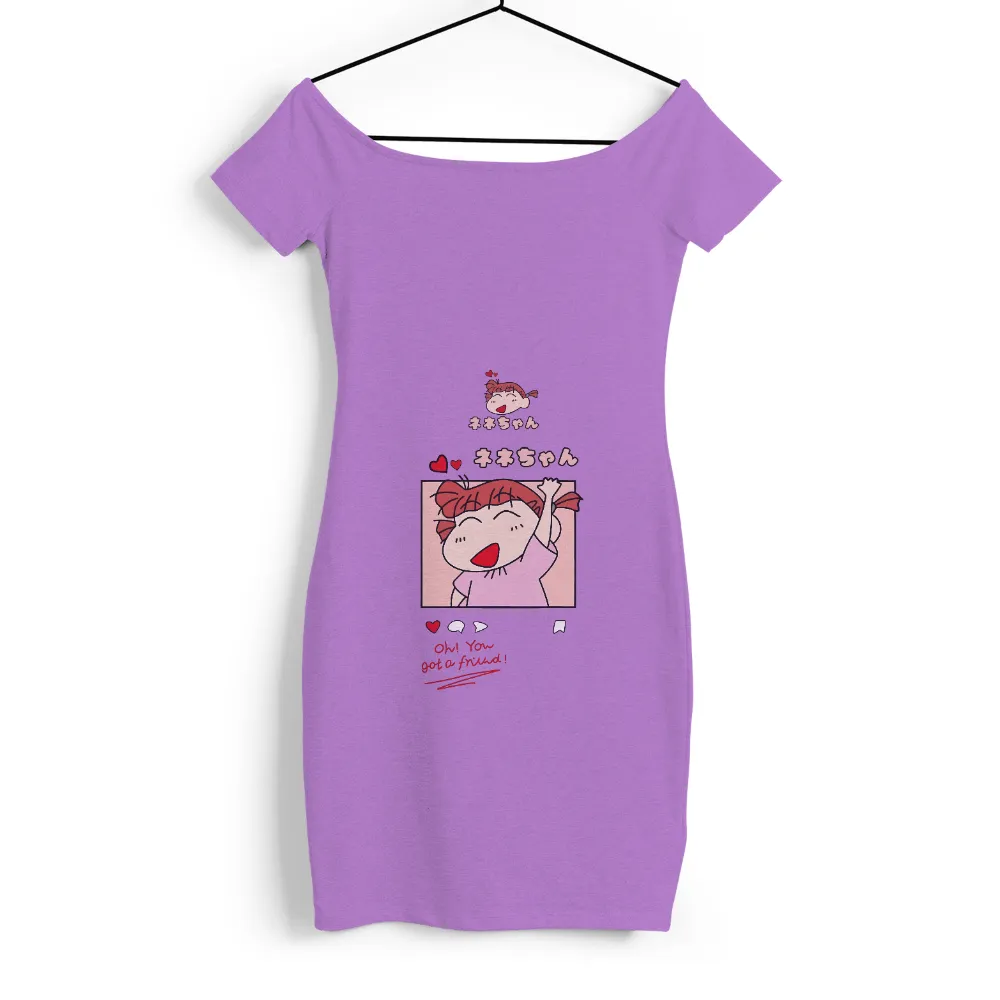 TShirt Design: Nene-chan - Friendship and Happiness|cartoon characters with black shirt