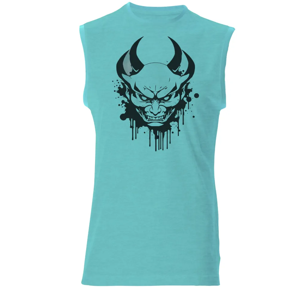 Tee Shirts Printed: Oni Mask - Strength and Protection in Artistic Design|Fierce Oni mask